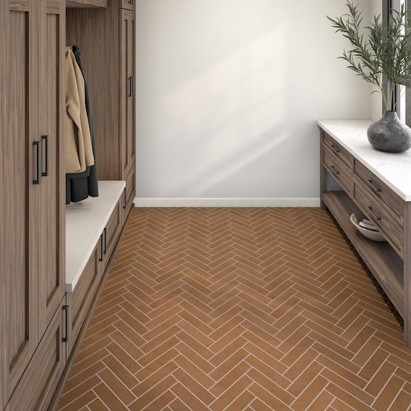 Indoterra Brick 2 in. x 9 in. Matte Porcelain Concrete Look Floor and Wall Tile (5.72 sq. ft./case)