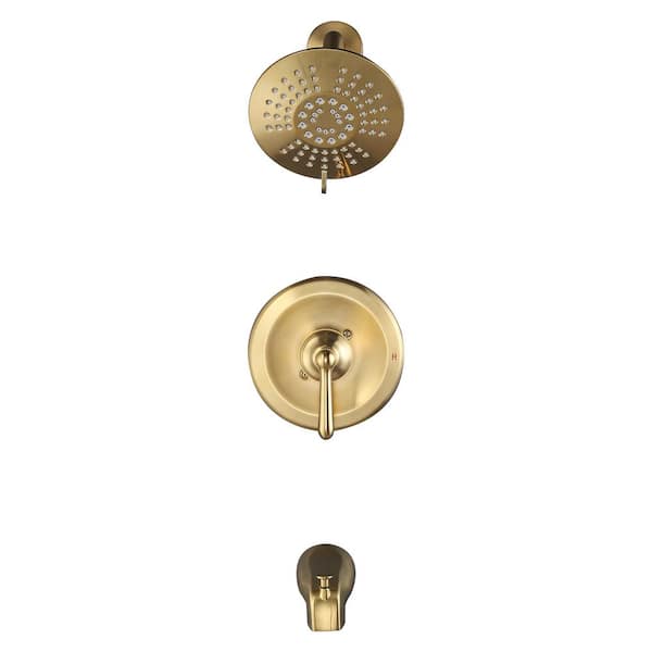 Retro Single Handle 5-Spray Tub and Shower Faucet 1.8 GPM Tub Spout in Brushed Gold Valve Included