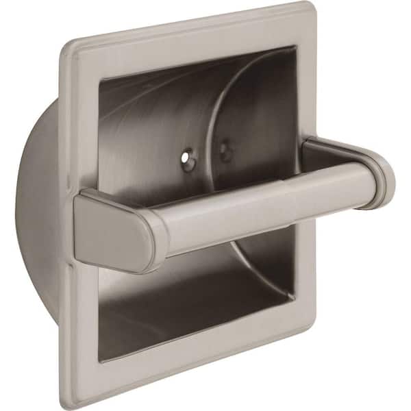 Delta Recessed Toilet Paper Holder with Roller in Satin Nickel