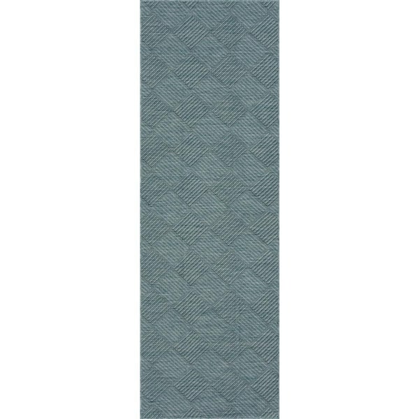 Valenne Diamond Aqua 3 ft. x 8 ft. Outdoor Runner Rug