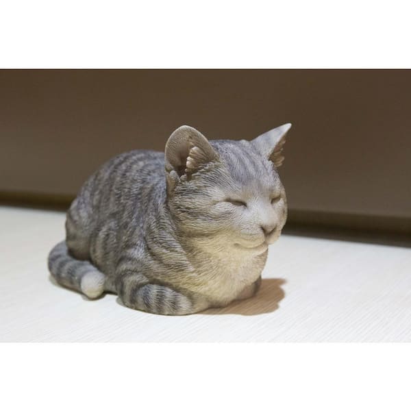 HI-LINE GIFT LTD. Sleeping Grey Tabby Cat Statue 87729-C - The
