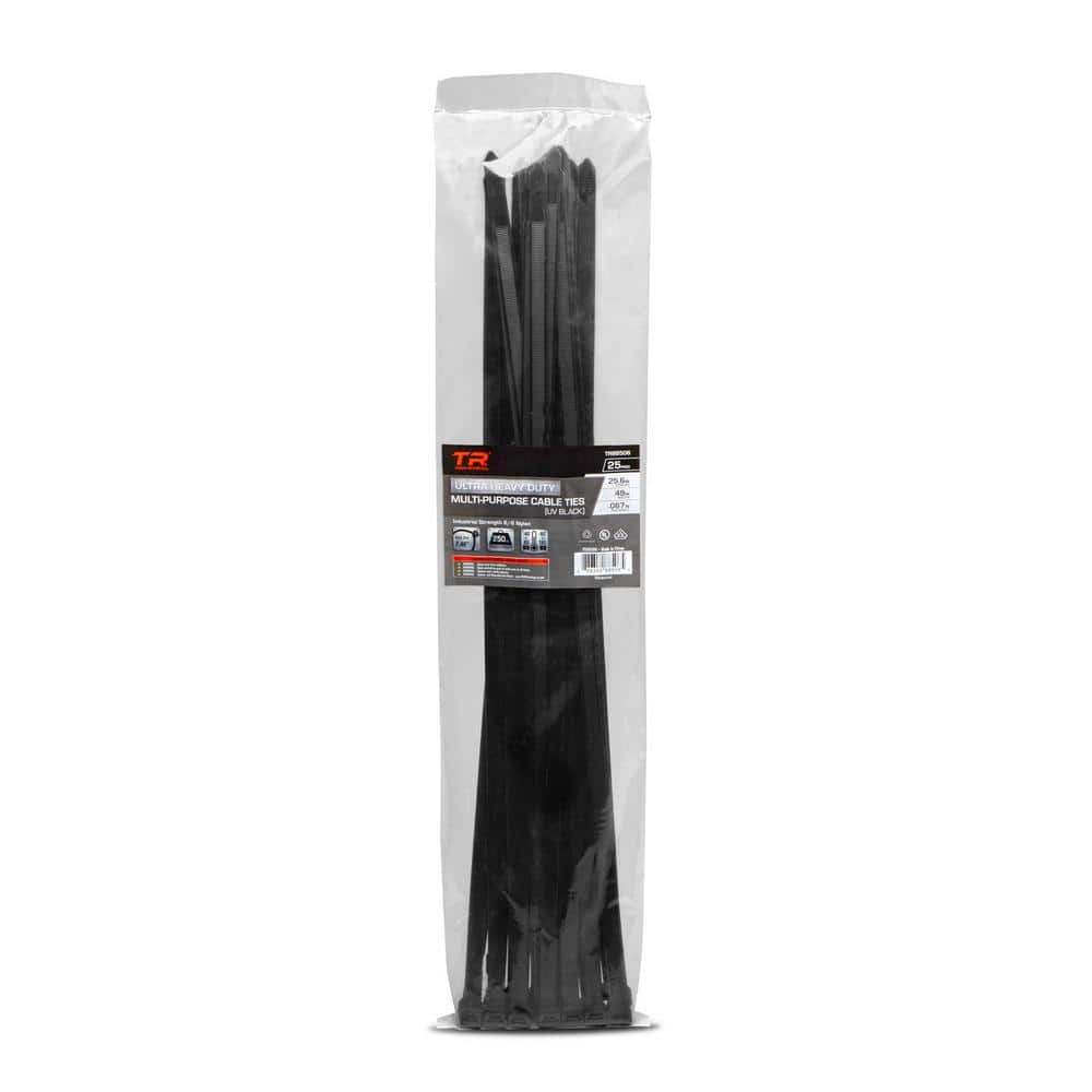25.6 in. Ultra Heavy-Duty Multi-Purpose UV Cable Ties, 250 lbs. Tensile Strength (25-Pack) price history on PriceWatchPro