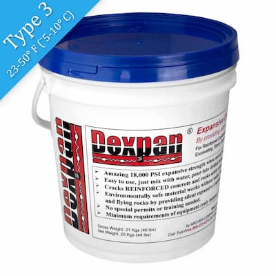 44 lb. Bucket Type 3 (23F-50F) Expansive Demolition Grout for Concrete Rock Breaking and Removal