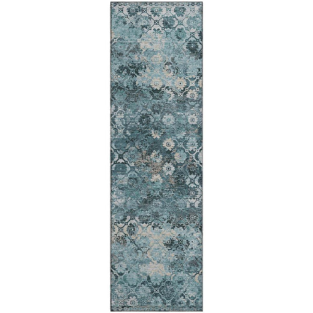 Mayfield Premium Machine Washable Abstract AMF2433 Teal 2 ft. x 7 ft. Runner Rug price history on PriceWatchPro