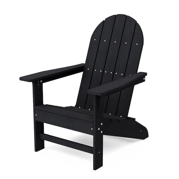 Wildridge Freedom Black HDPE Plastic Traditional Outdoor Adirondack Chair
