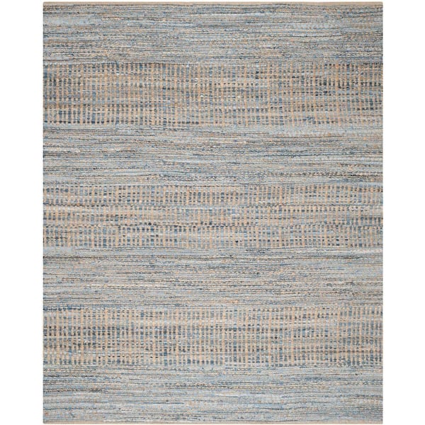 SAFAVIEH Cape Cod Natural/Blue 8 ft. x 10 ft. Distressed Striped Area Rug