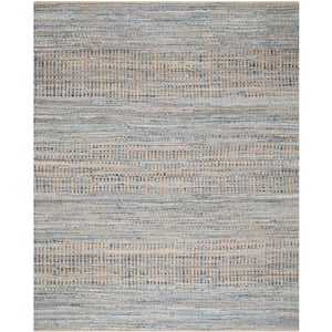Cape Cod Natural/Blue 9 ft. x 12 ft. Distressed Striped Area Rug