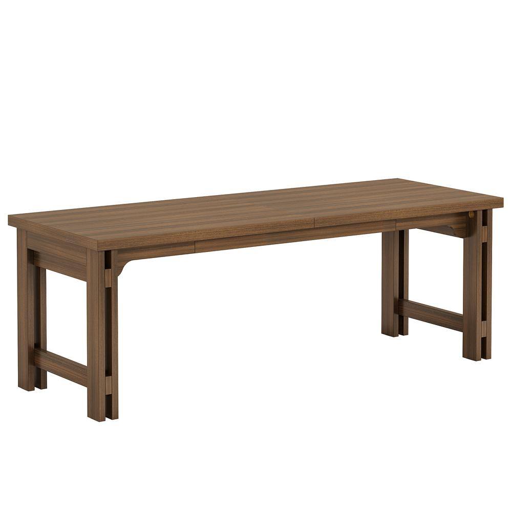 Halseey Rectangle Rustic Brown Wood 78.74 in. Pedestal Dining Table for 6 to 8 People, Dining Room Table for Kitchen