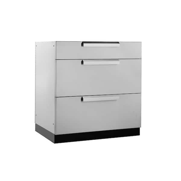 NewAge Products Stainless Steel 3-Drawer 32 in. W x 36.5 in. H x 23 in. D Outdoor Kitchen Cabinet