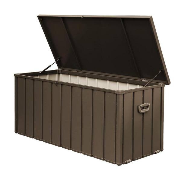100 Gal. Dark Brown Steel Outdoor Storage Deck Box with Lockable Lid