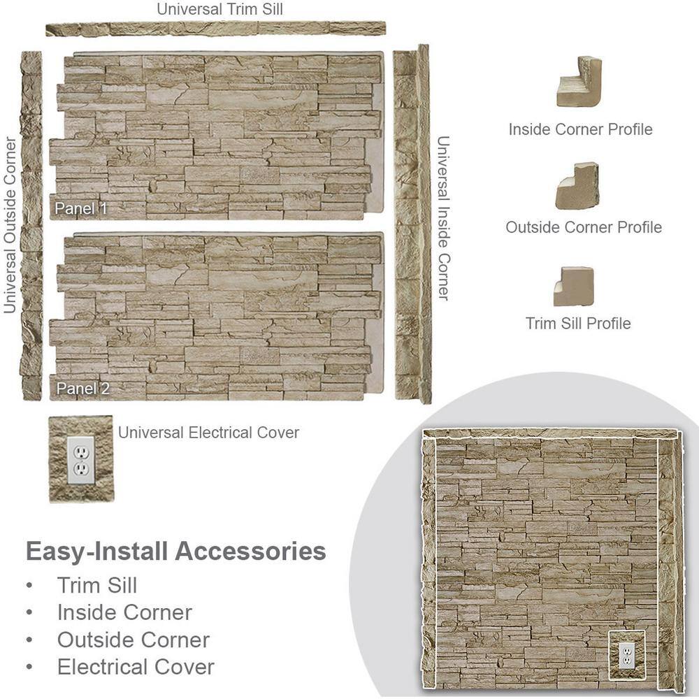 Slate Gray Faux Stone Siding Panel for Interior/Exterior