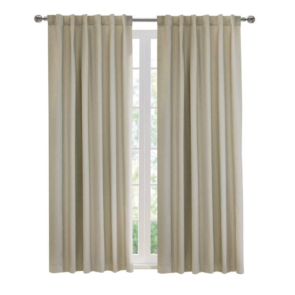 Baxter Oatmeal Polyester Textured 52 in. W x 84 in. L Dual Header Indoor Bl