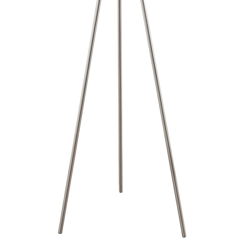 Silver Pacific Tripod Metal Floor Lamp with Grey Glass Shade