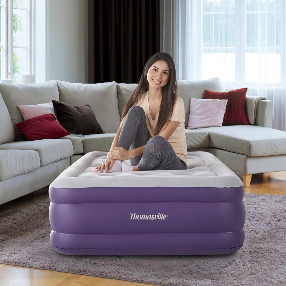 Thomasville Twin Purple Raised Air Mattress with Electric Pump