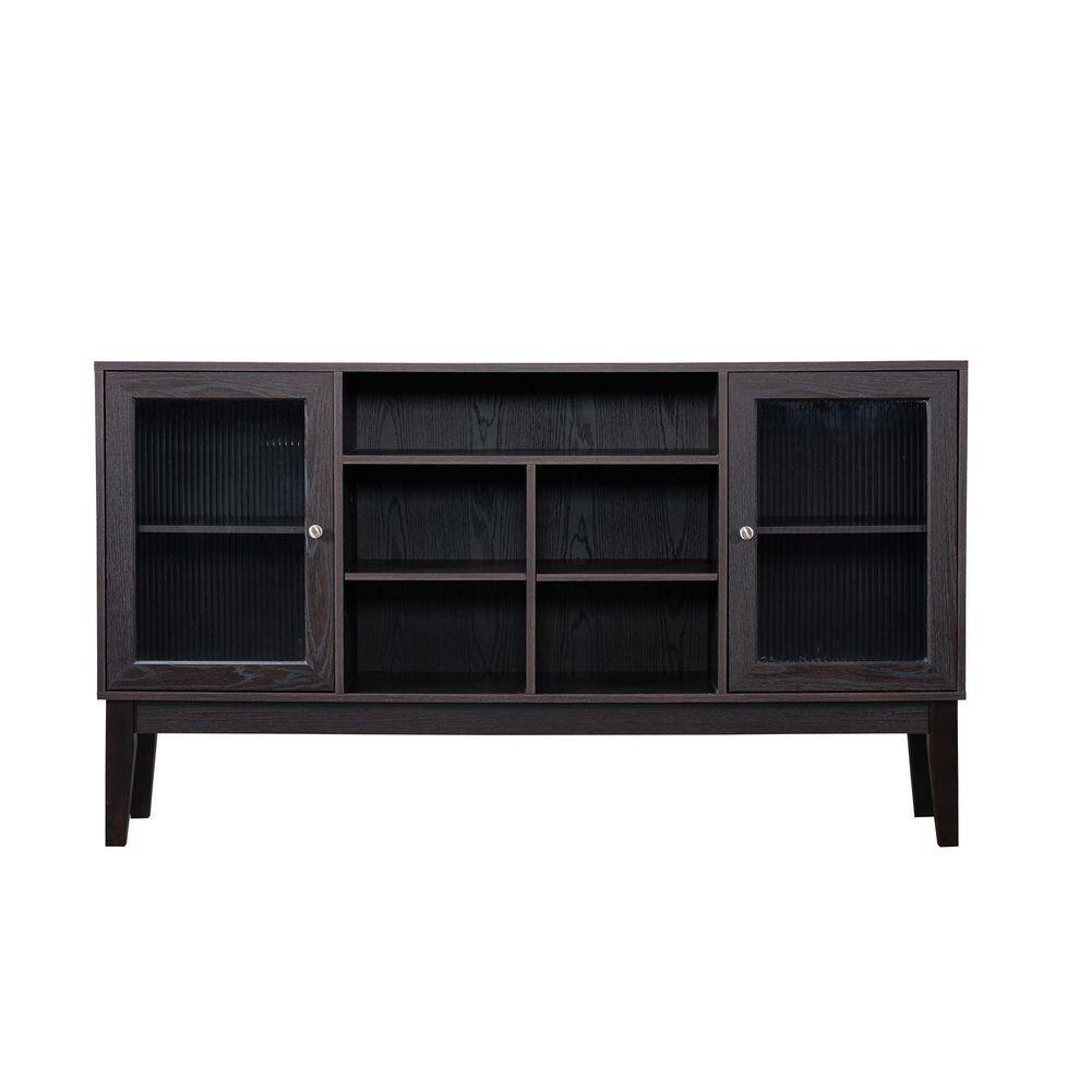 ZIRUWU 15.67 in. Dark Brown TV Stand ["Fits TV's up to"] 58 in. ZQP