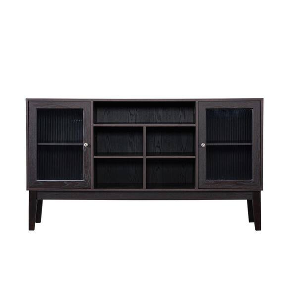 ZIRUWU 15.67 in. Dark Brown TV Stand ["Fits TV's up to"] 58 in. ZQP