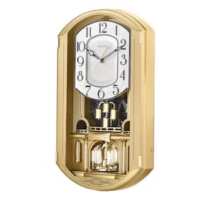 Golden Music 20 in. W x 11.5 in. H Pendulum Wall Clock with Multiple Song Selections