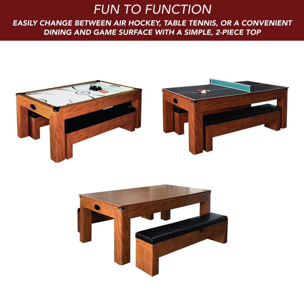 84" Light Cherry MDF Multi-Functional Air Hockey Table with Benches