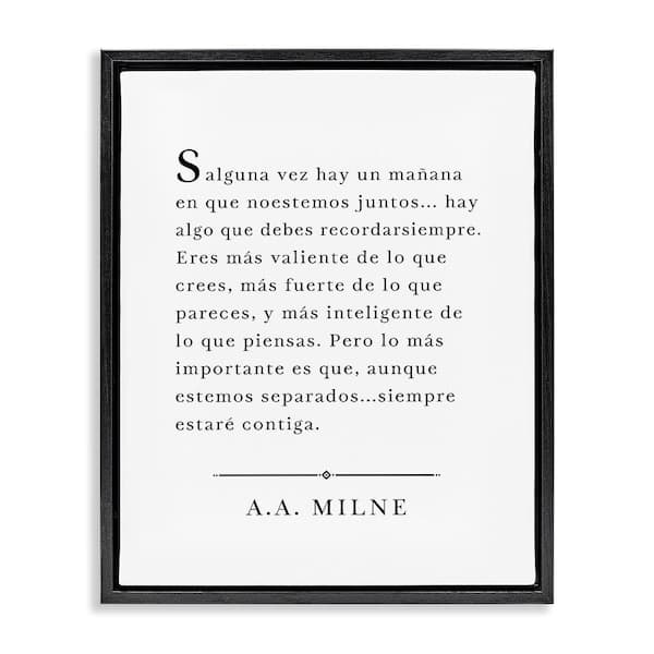 Stupell Industries A. A. Milne Quote Translation by Lettered and Lined Black Floater Frame Typography Graphic Art Print 31 in. x 25 in.