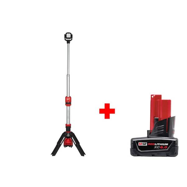 Milwaukee M12 12-Volt Lithium-Ion Cordless 1400 Lumen ROCKET LED Stand Work Light W/ 6.0 Ah M12 Battery