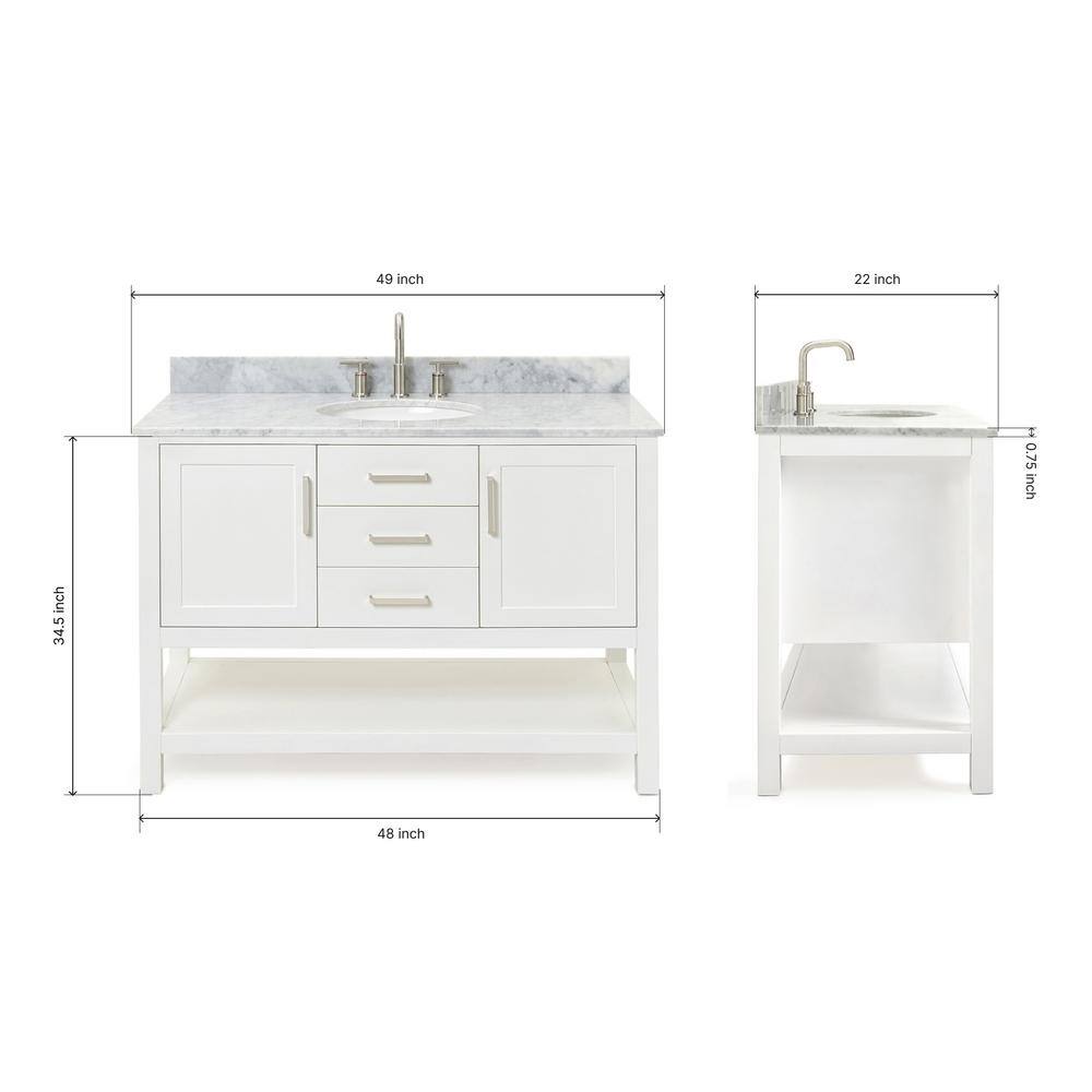 Bayhill 49'' White Marble Top Single Vanity