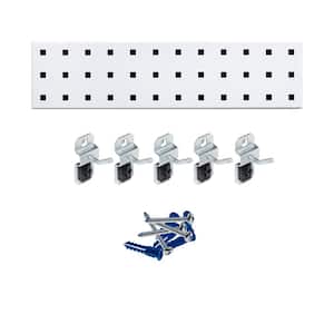 White Key Pegboard Kit with (1) 18 in. x 4.5 in. Steel Square Hole Pegboard and 6-Piece LocHook Assortment