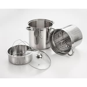 4-Piece 12 Qt. Professional 18/10 Stainless Steel Multi-Cooker with Lid