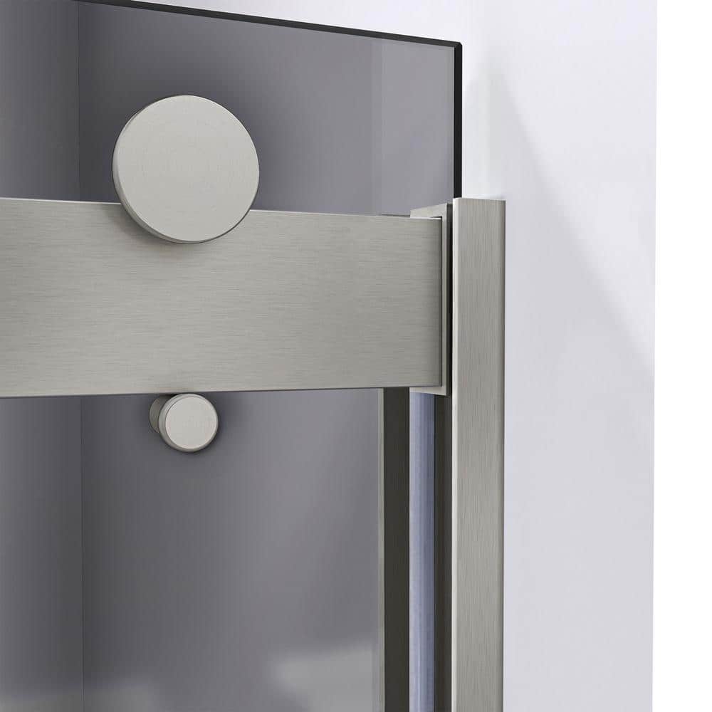 Sapphire 56-60" Brushed Nickel Semi-Frameless Sliding Shower Door with Smoke Gray Glass