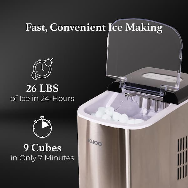 IGLOO 26 lb. Portable Ice Maker in Stainless Steel IGLICEB26SS - The Home  Depot