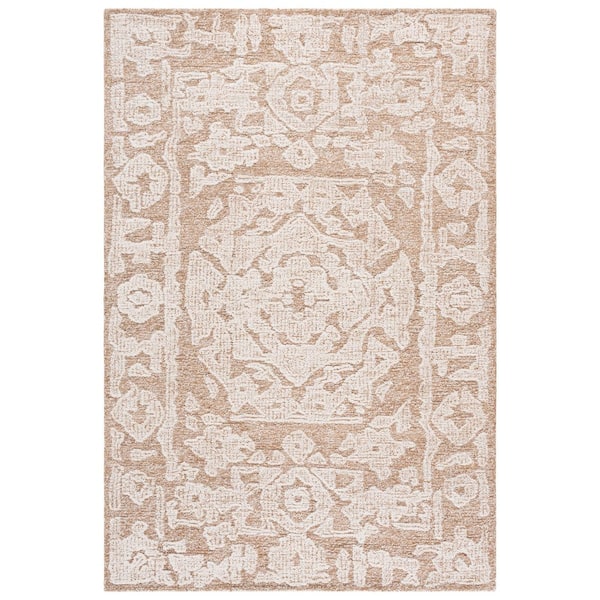 Ebony 4 ft. x 6 ft. Gold/Ivory Medallion Area Rug