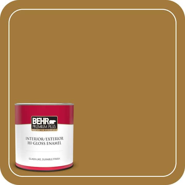 BEHR PREMIUM PLUS 1 qt. #320D-7 Victorian Gold Hi-Gloss Enamel Interior/Exterior Paint & Primer