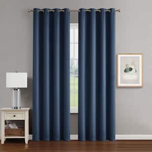 Chyna Blue Blackout Grommet Tiebacks Curtain 50 in. W x 108 in. L (2-Panels)
