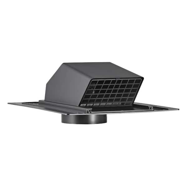 Lambro 4 in. ABS Plastic Roof Exhaust Vent with Damper and Removable Screen, Black