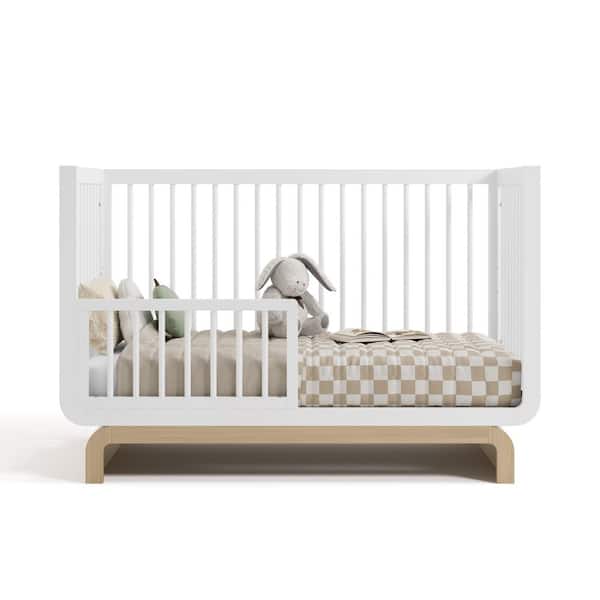 Storkcraft Santorini White with Driftwood 5-in-1 Convertible Crib with  Toddler Guardrail 04622-371