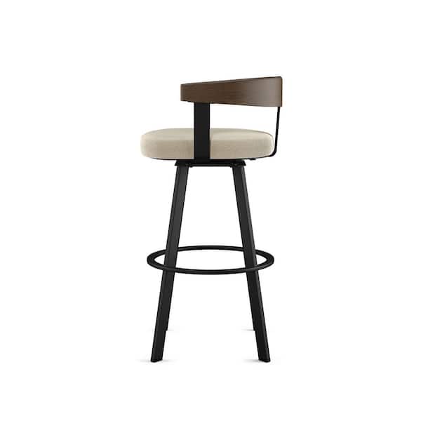 Lars 30 in. Cream Boucle Polyester/Black Metal Swivel Bar Stool