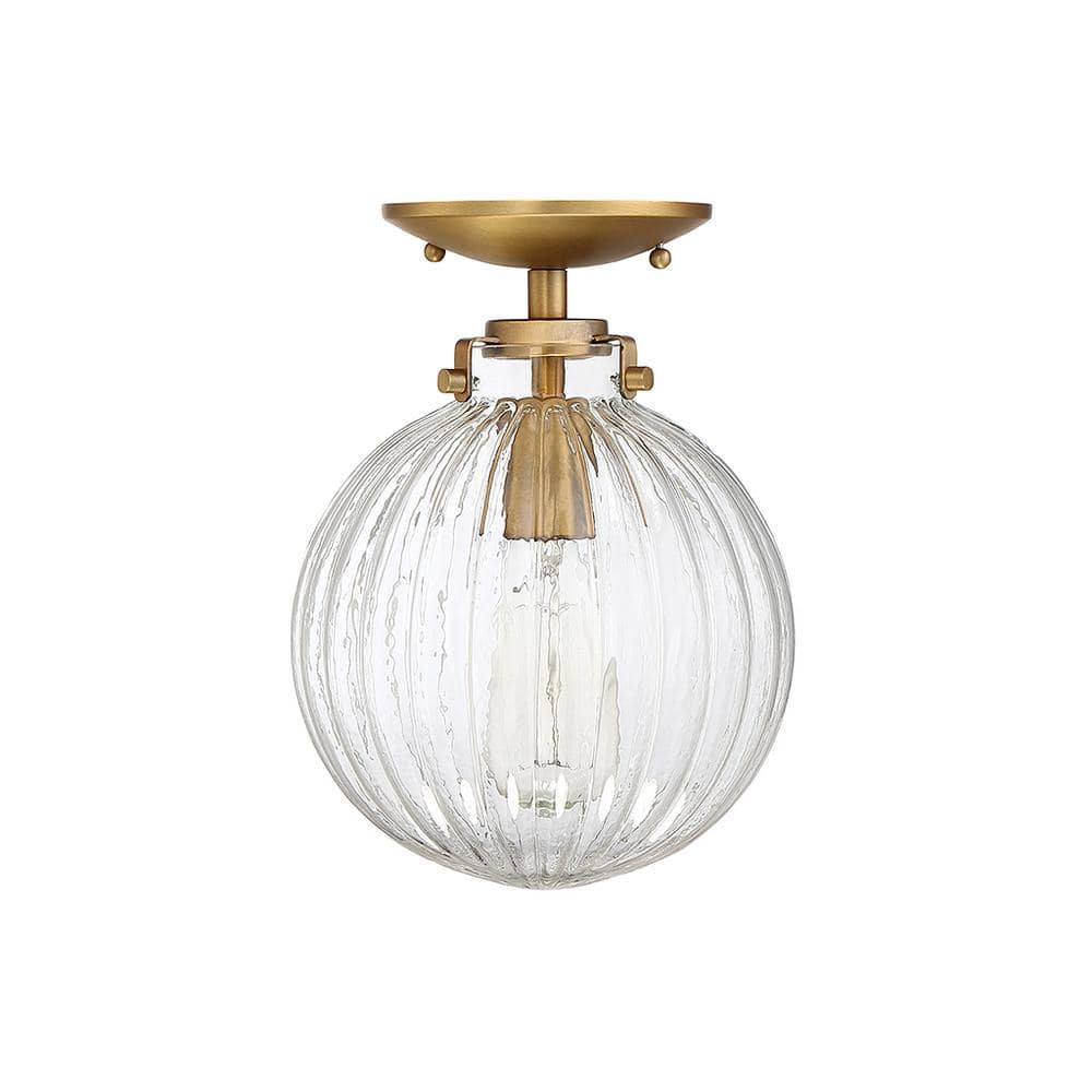 Meridian 8" Globe Semi-Flush Mount in Brushed Nickel with Clear Glass