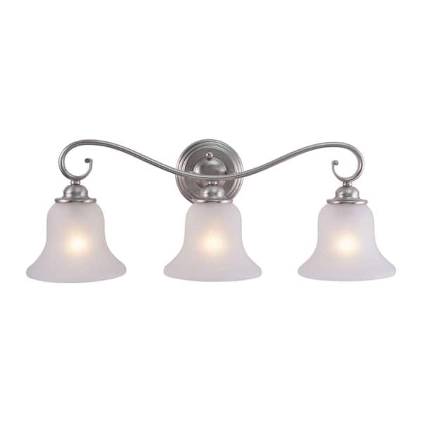 VAXCEL Monrovia 26 in. W 3-Light Brushed Nickel Bathroom Vanity -Light Fixture