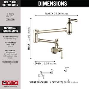 Traditional Wall-Mounted Pot Filler in Polished Nickel