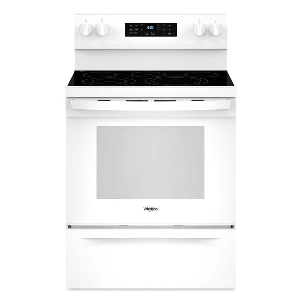 Whirlpool 30 in. 5- Element Freestanding Electric Range in White with Air Cooking Technology