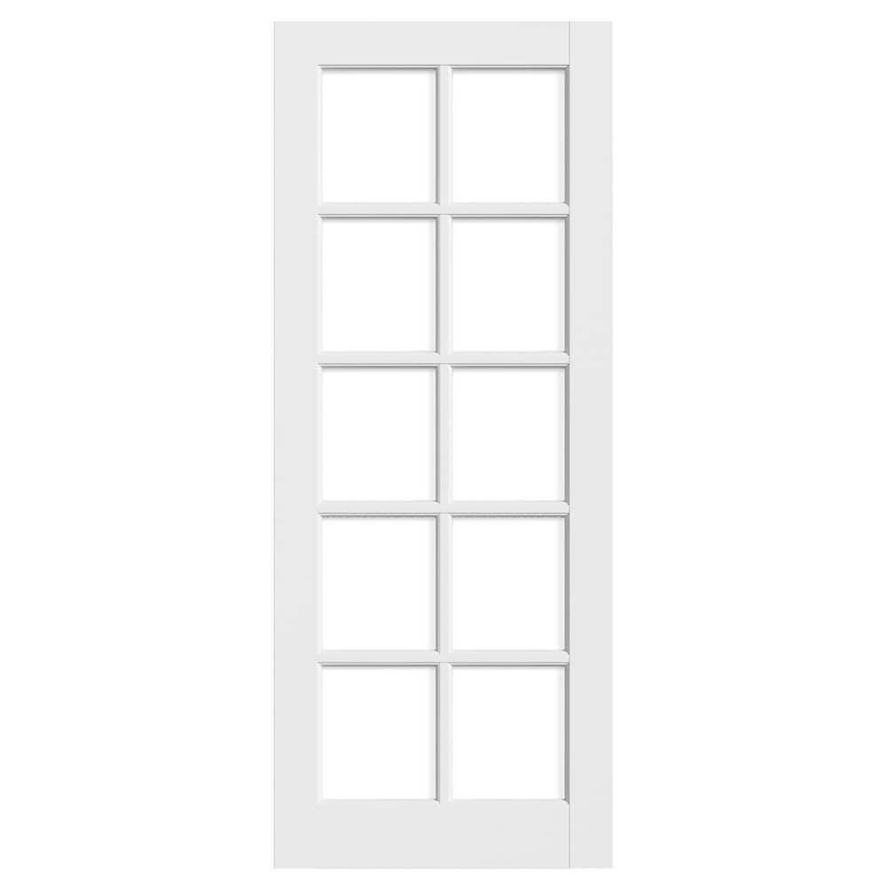 32 in. x 80 in. 10-Lite Tempered Clear Glass Solid Core White Primed MDF Interior Door Slab price history on PriceWatchPro