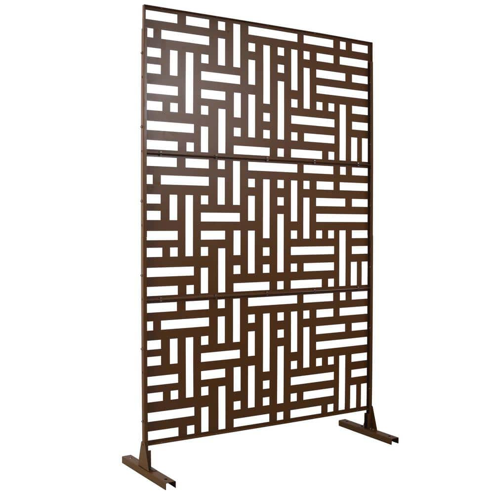 76 in. H x 48 in. W Steel Garden Fence Freestanding Outdoor Privacy Screen in Brown price history on PriceWatchPro