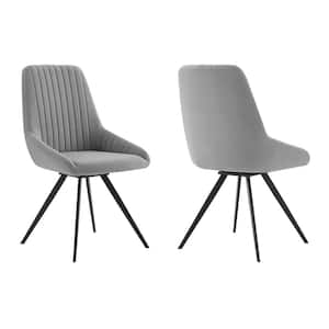 Alison Swivel Gray Velvet and Metal Dining Room Side Chairs (Set of 2)