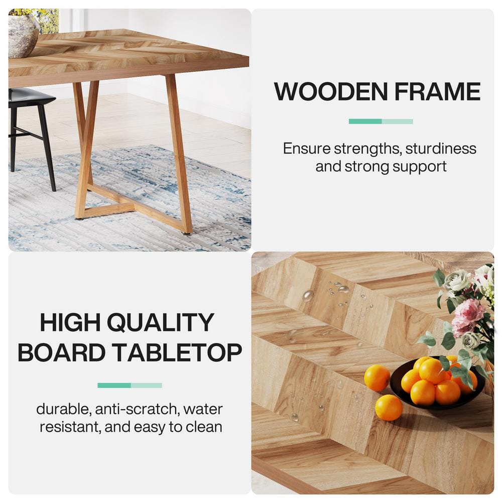 Reclaimed Wood Rectangular Dining Table with Walnut Finish