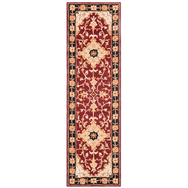 SAFAVIEH Heritage Red/Black 2 ft. x 10 ft. Medallion Border Runner Rug