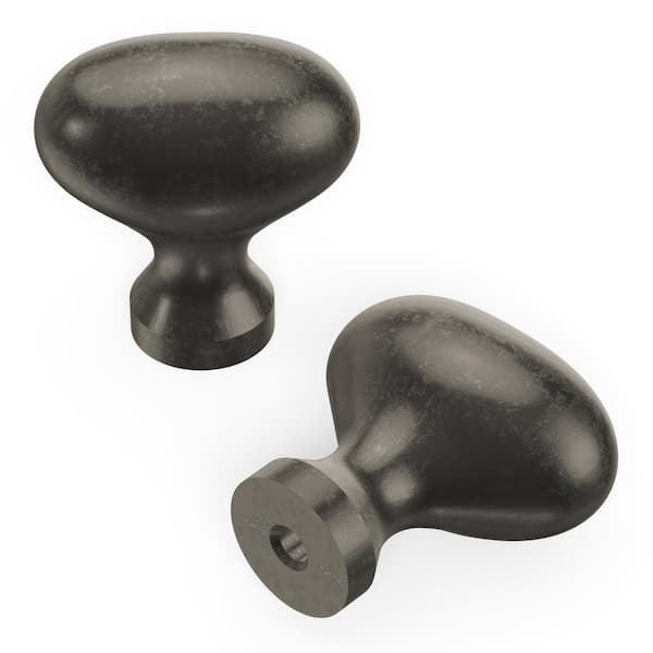 HICKORY HARDWARE Williamsburg 1-1/4 in. x 13/16 in. Black Nickel Vibed Cabinet Knob (10-Pack)