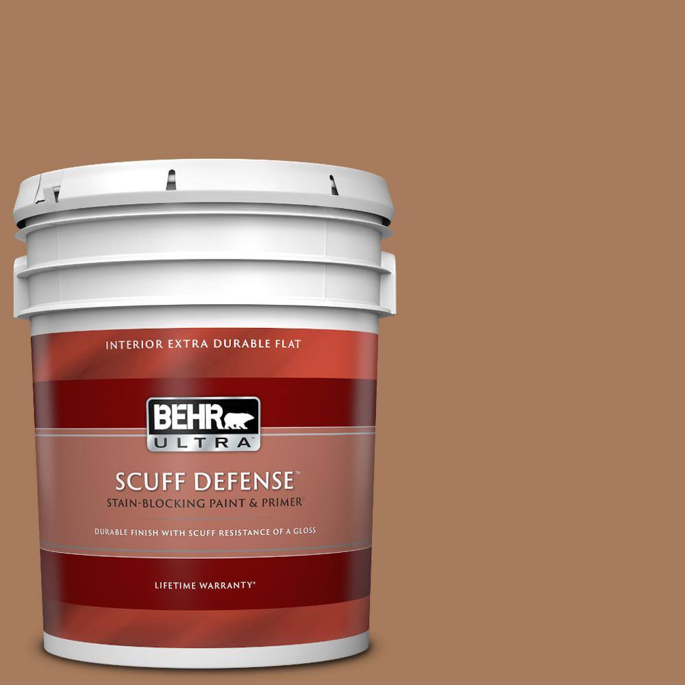 BEHR ULTRA 5 gal. 260F6 Smokey Topaz Extra Durable Flat Interior Paint & Primer 172305 The