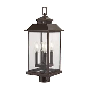 Miner's Loft 4-Light Oil Rubbed Bronze Outdoor Post Mount with Gold Highlights