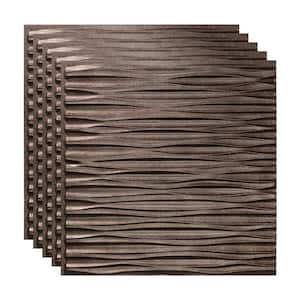 Dunes Horizontal 2 ft. x 2 ft. Glue Up Vinyl Ceiling Tile in Smoked Pewter (20 sq. ft.)