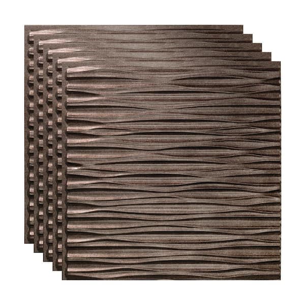 Fasade Dunes Horizontal 2 ft. x 2 ft. Glue Up Vinyl Ceiling Tile in Smoked Pewter (20 sq. ft.)
