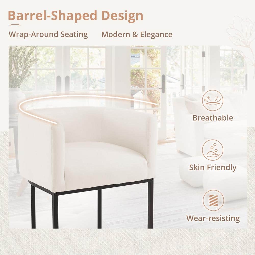 Beige and Black Metal Frame Counter Height Stools, Set of 2